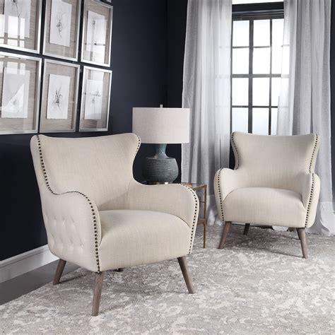 linen accent chairs wingback